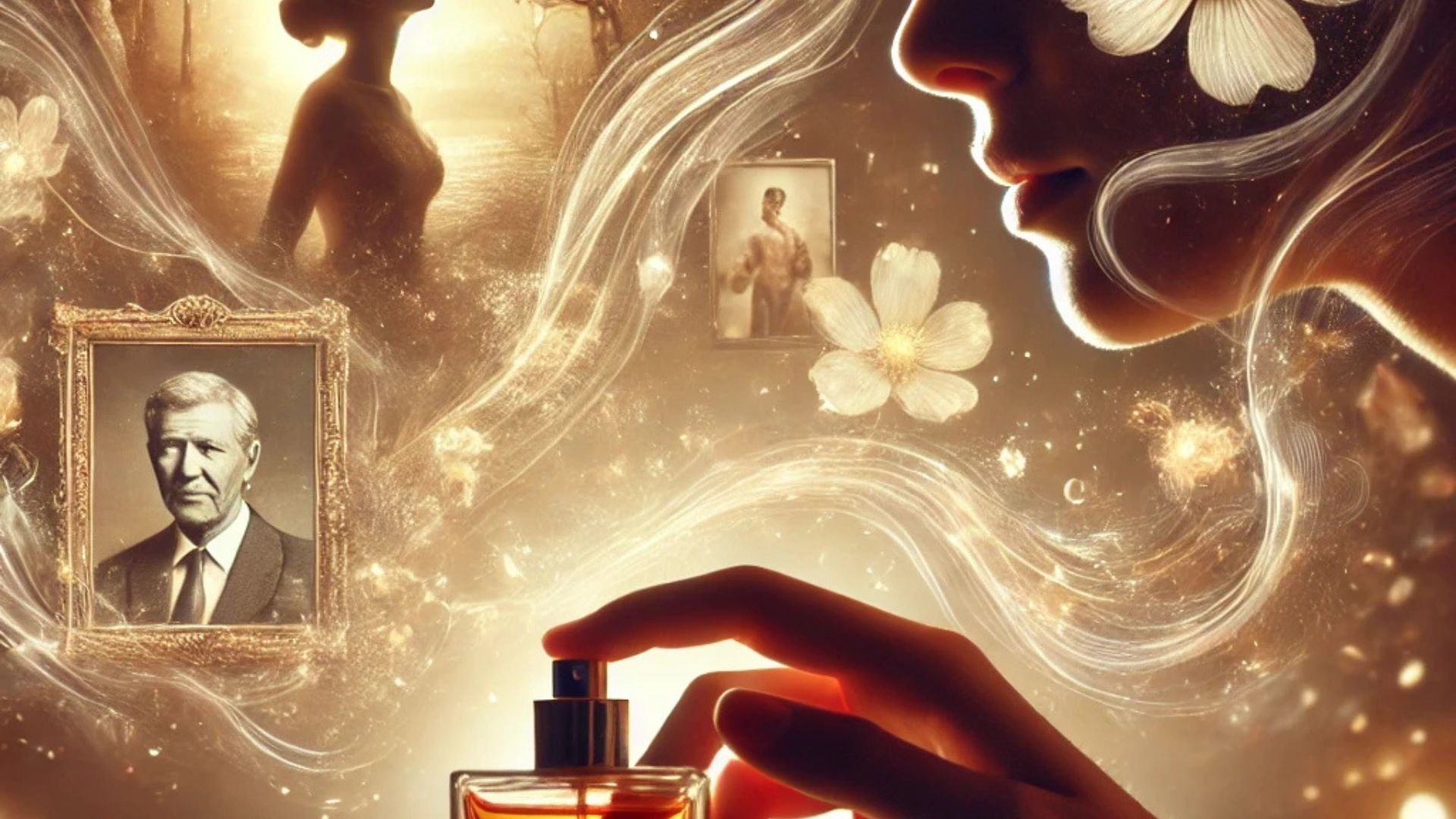 Voici l'image illustrant le pouvoir des parfums sur les émotions et la mémoire. Elle capture l'essence des souvenirs évoqués par les fragrances de manière poétique et immersive.