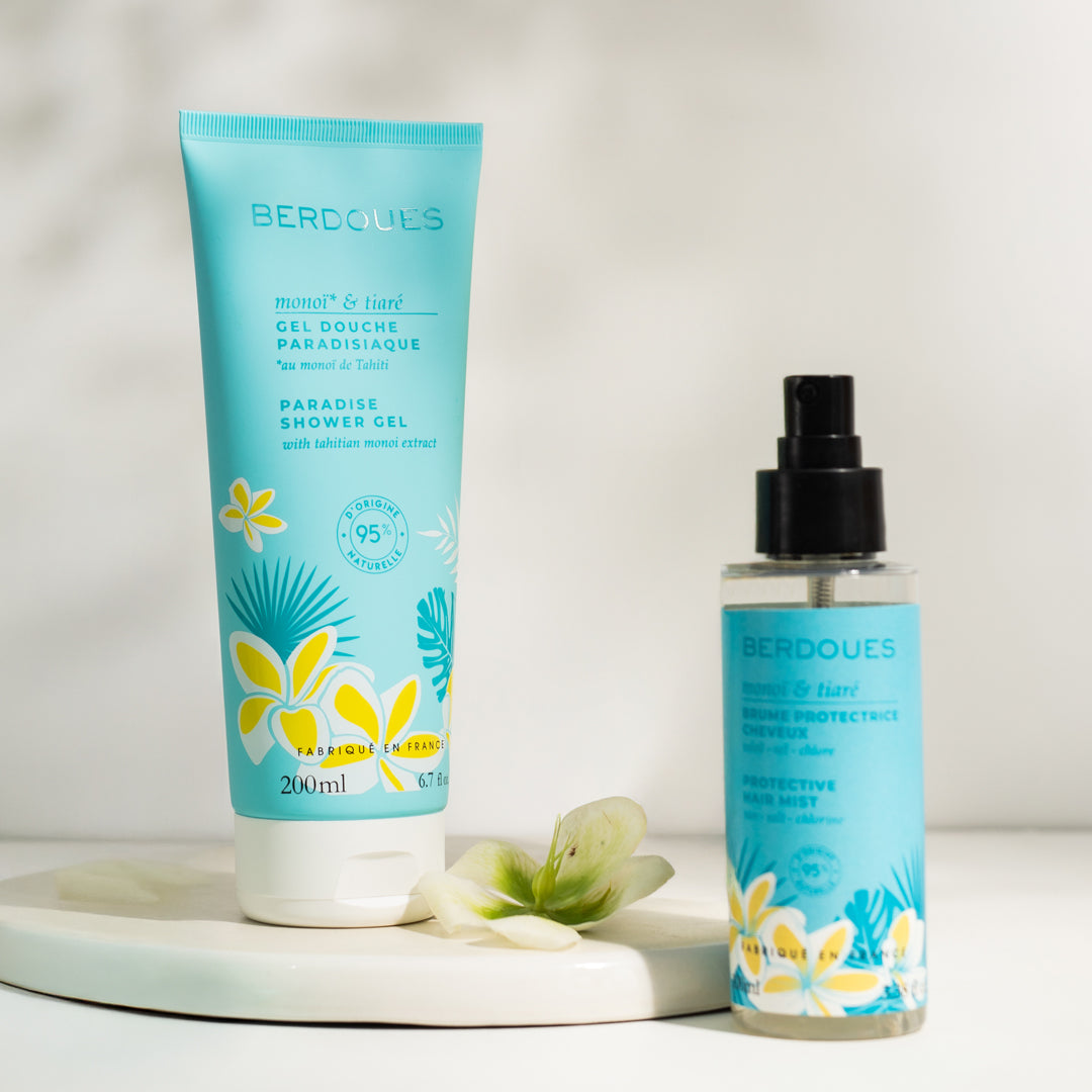 Duo Monoï & Tiaré : Brume Protectrice Cheveux et Gel Douche